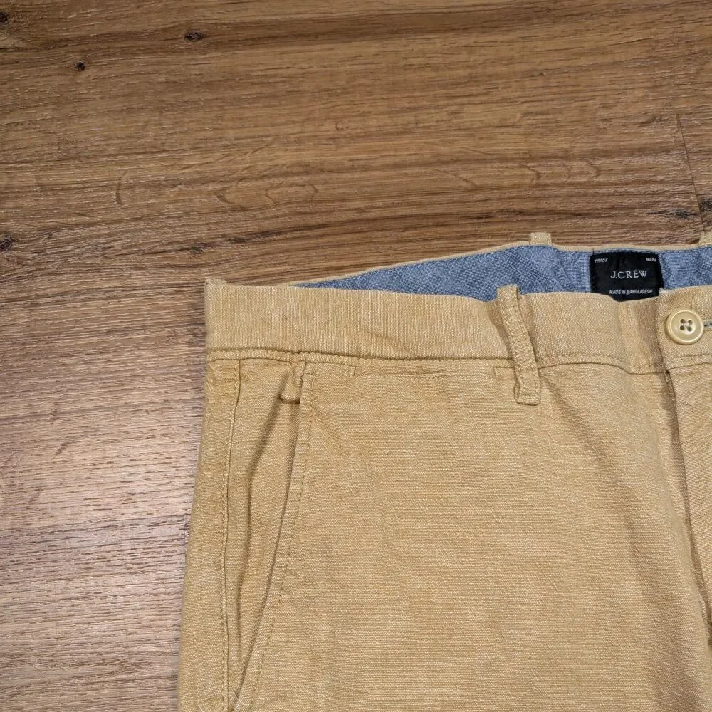 J Crew 770 Straight Chino Pants Mens 32x34(32) Beige Linen Blend Preppy Office